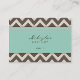 Elegant Chevron Modern Brown, Green and Beige Business Card