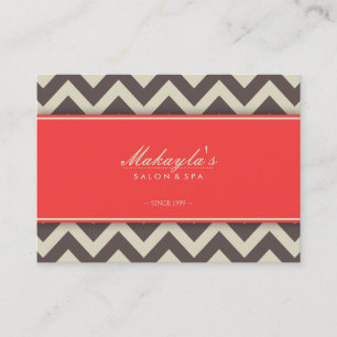 Elegant Chevron Modern Brown, Green and Coral Business Card
