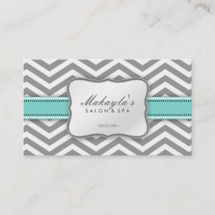 Elegant Chevron Modern Grey, white and Blue Business Card