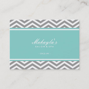 Elegant Chevron Modern Grey & White with tif blue Business Card
