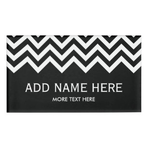 Elegant chevron pattern magnetic name tag badge