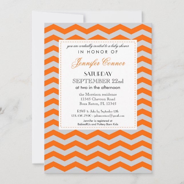 Elegant Chevron Unisex Baby Shower Invitation (Front)