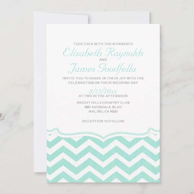 Elegant Chevron Zigzag Wedding Invitations (Front)