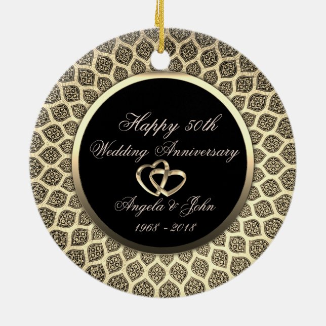 Elegant Chic  50th Wedding Anniversary Ceramic Ornament (Back)