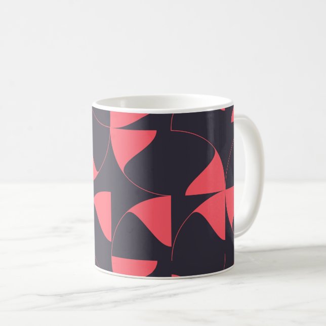 Elegant, chic, abstract circular geometric flowers coffee mug (Front Right)