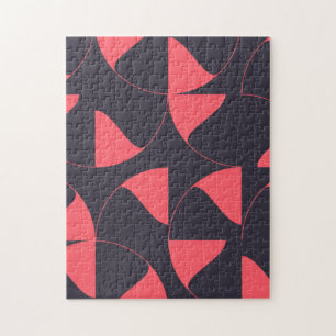 Elegant, chic, abstract circular geometric flowers jigsaw puzzle