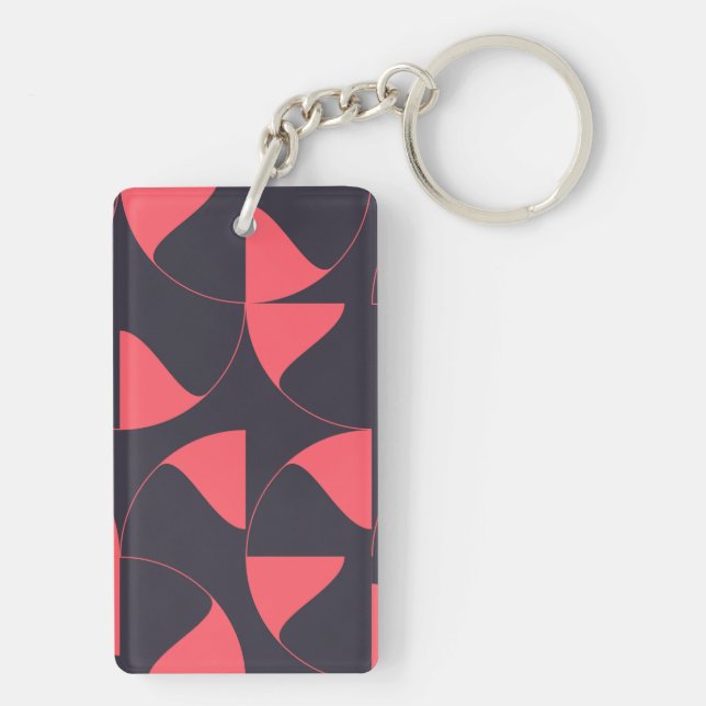 Elegant, chic, abstract circular geometric flowers key ring (Back)