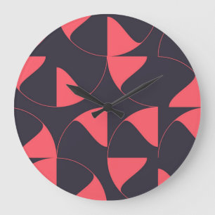 Elegant, chic, abstract circular geometric flowers large clock