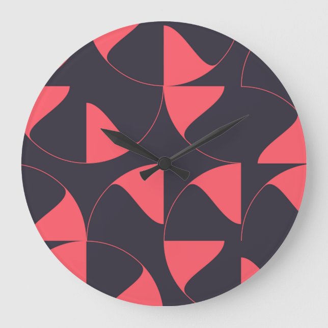 Elegant, chic, abstract circular geometric flowers large clock (Front)