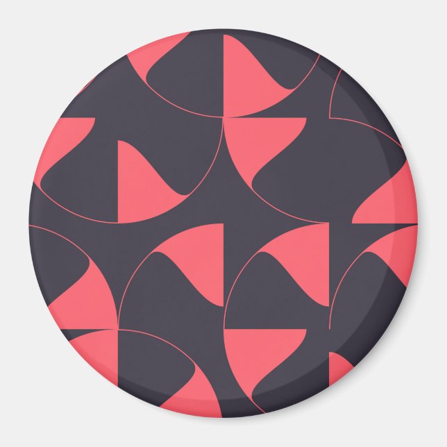 Elegant, chic, abstract circular geometric flowers magnet (Front)