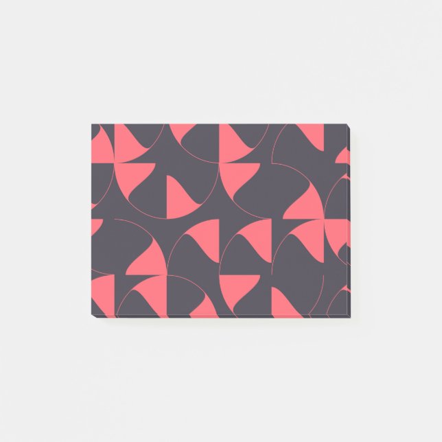 Elegant, chic, abstract circular geometric flowers post-it notes (Front)