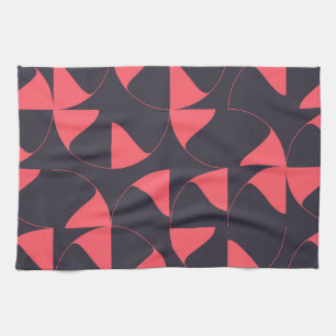 Elegant, chic, abstract circular geometric flowers tea towel