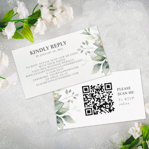 Elegant chic airy eucalyptus leaves QR Code RSVP Enclosure Card