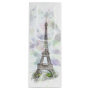 Elegant Chic Artistic Eiffel Tower Paris, France Wine Gift Bag