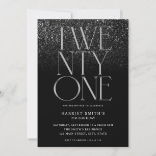 Elegant Chic Black 21st Birthday Party Invitation