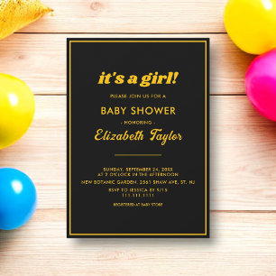Elegant Chic Black And Gold Luxury Baby Shower Invitation