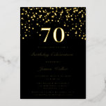 Elegant Chic Black And Gold Script 70th Birthday<br><div class="desc">Elegant Chic Black And Gold Script 70th Birthday Foil Invitation</div>