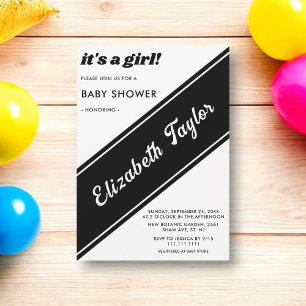 Elegant Chic Black And White Modern Baby Shower Invitation