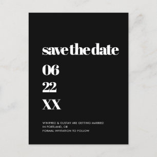 Elegant & chic Black and white Save the date Postcard