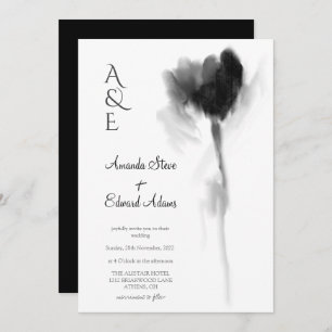 Elegant Chic Black and White Tulip Floral Wedding Invitation