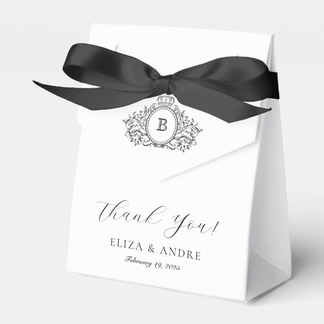 Elegant Chic | Black and White Wedding Favour Box (Front Side)