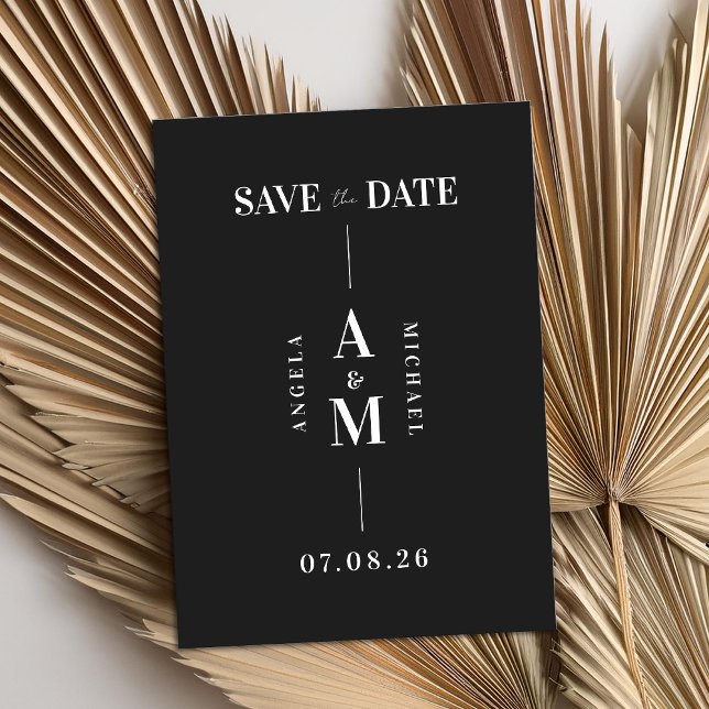 Elegant Chic Black and White Wedding Save the Date (Creator Uploaded)