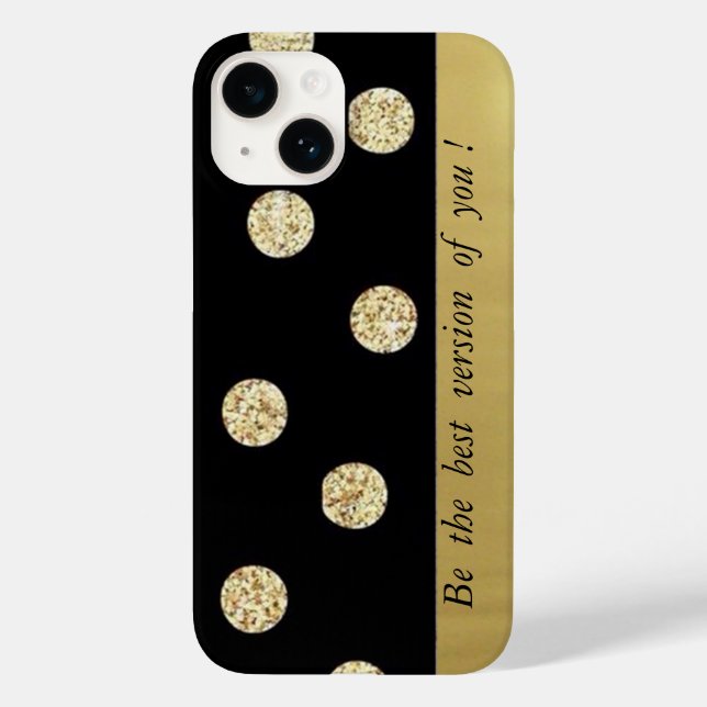 Elegant Chic Black Gold Dots-Motivational Message  Case-Mate iPhone Case (Back)