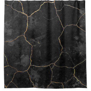 Elegant Chic Black Gold Marble Shower Curtain