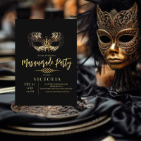 Elegant Chic Black Gold Masquerade Birthday Party
