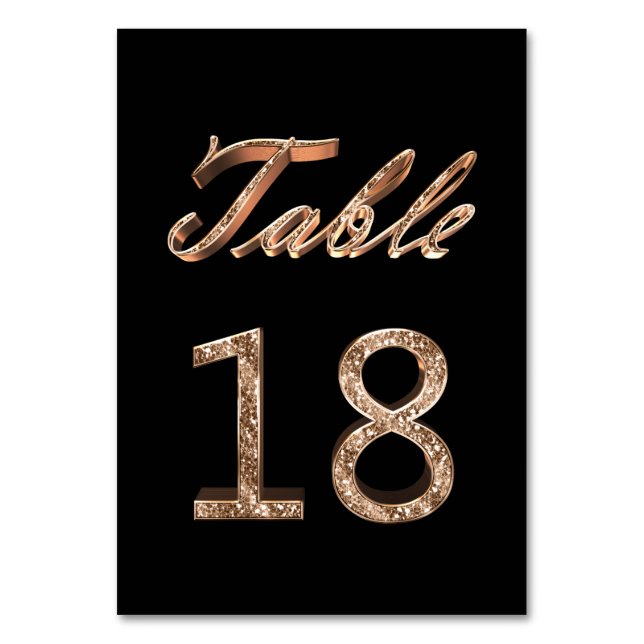Elegant Chic Black Gold Party Table Number 18 (Front)