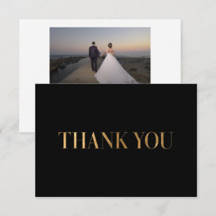 Elegant Chic Black Gold Thank You Photo Card