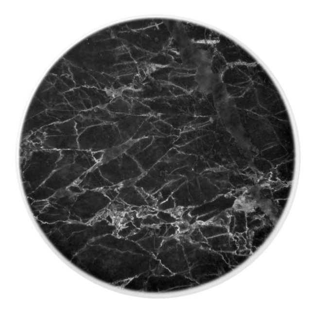 Elegant Chic Black Marble Pattern Design Ceramic Knob (Front)