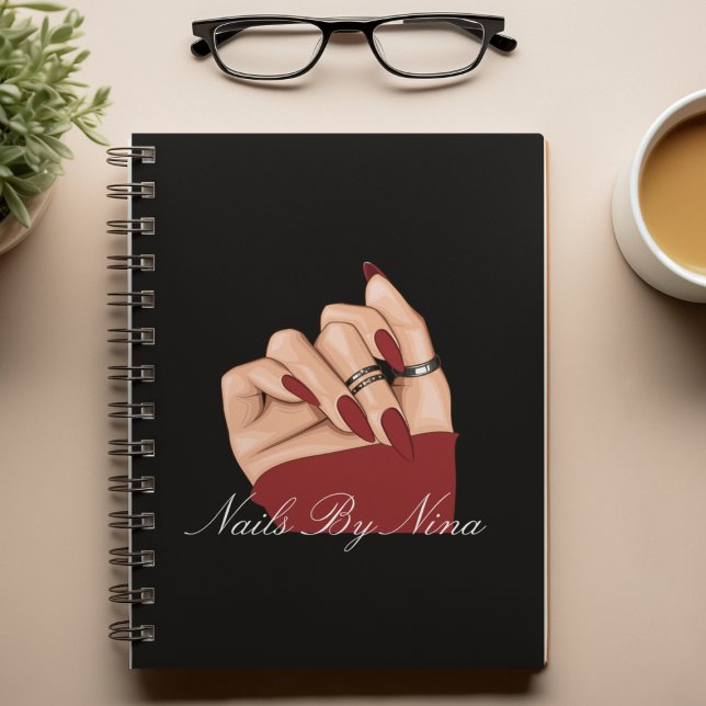 Elegant Chic Black & Red Nail Salon Appointments Notebook (Creator Uploaded)