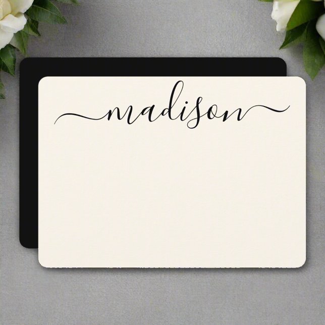Elegant Chic Black Typography Calligraphy Name Card (Creator Uploaded)