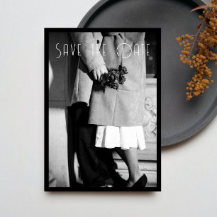 Elegant Chic Black & White Photo Save The Date Invitation