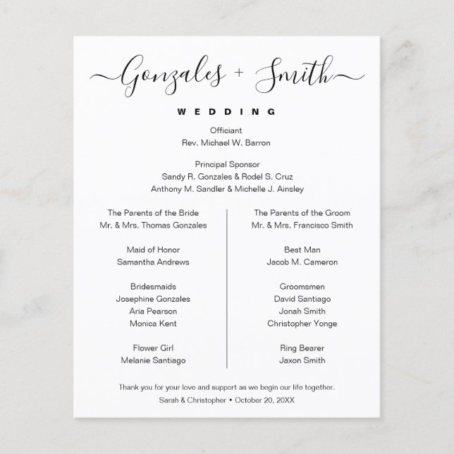 Elegant Chic Black White Simple bridal party  (Front)