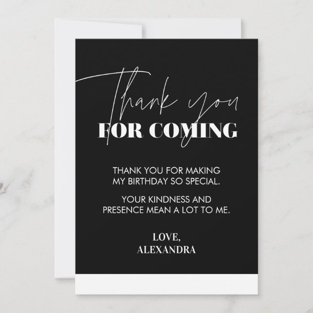 Elegant Chic Black White  Thank You Card (Front)