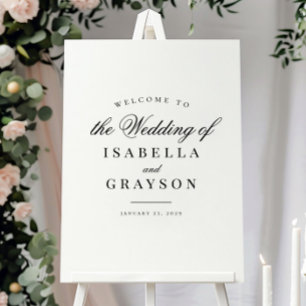 Elegant Chic Black White Wedding Welcome Sign