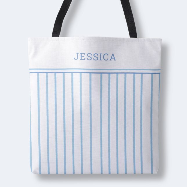 Elegant Chic Blue and White Simple Striped Pattern Tote Bag (Elegant Chic Blue and White Simple Striped Pattern Tote Bag)