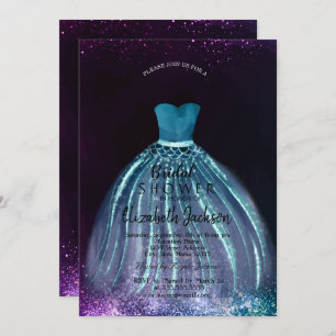 Elegant Chic Blue Dress, Bridal Shower Invitation