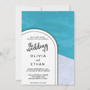 Elegant chic blue grey rustic Wedding Invitation