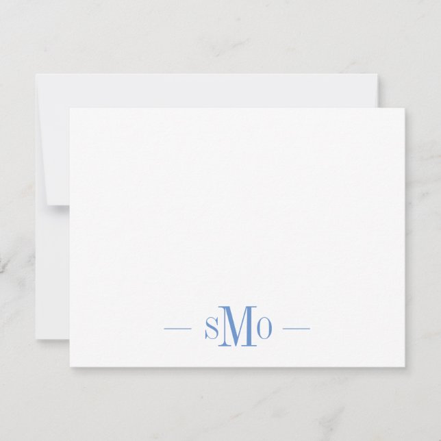 Elegant Chic Blue Monogram 3 Initials  Card (Front)