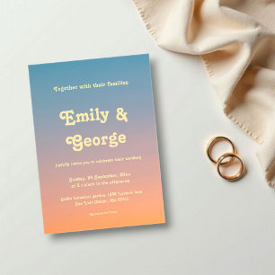 Elegant Chic Blue Orange Sky Sunset Wedding  Acrylic Invitations