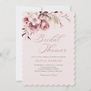 Elegant Chic Blush Pink Boho Floral Bridal Shower  Invitation