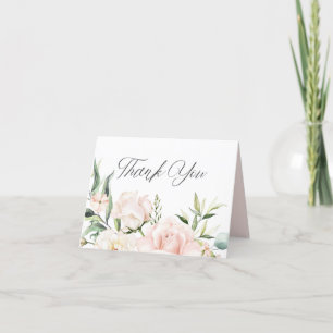 Elegant chic blush pink floral bridal shower thank you card