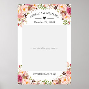 Elegant Chic Blush Pink Floral Wedding Photo Prop Poster