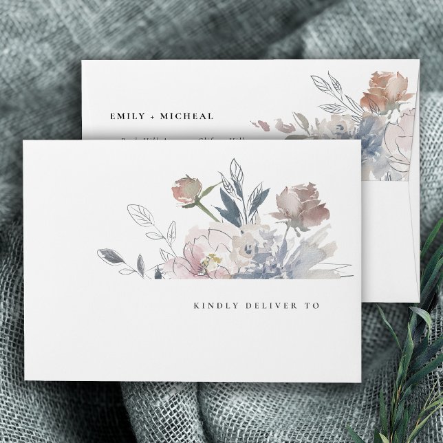 Elegant Chic Blush Watercolor Floral Wedding Envelope (Creator Uploaded)