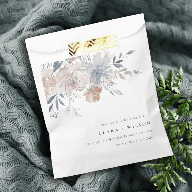 Elegant Chic Blush Watercolor Floral Wedding Favour Bag (Creator Uploaded)
