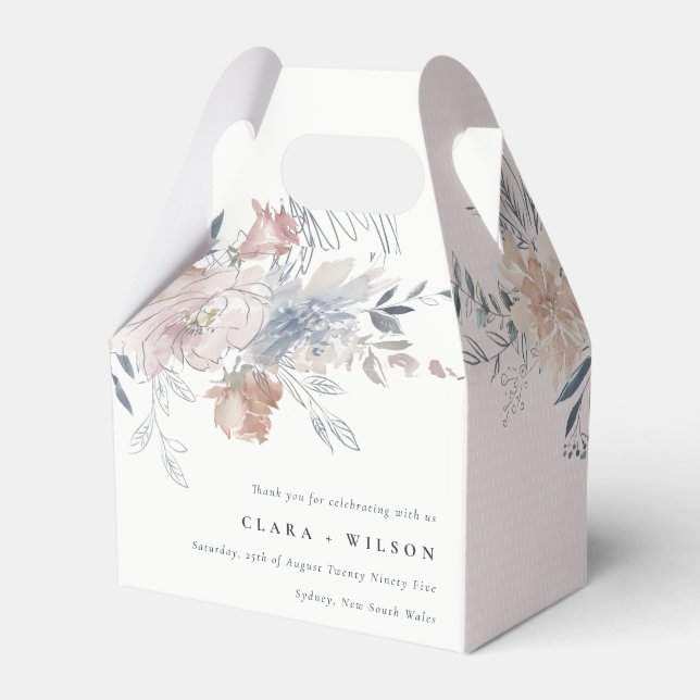 Elegant Chic Blush Watercolor Floral Wedding Favour Box (Front Side)