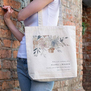 Elegant Chic Blush Watercolor Floral Wedding Tote Bag